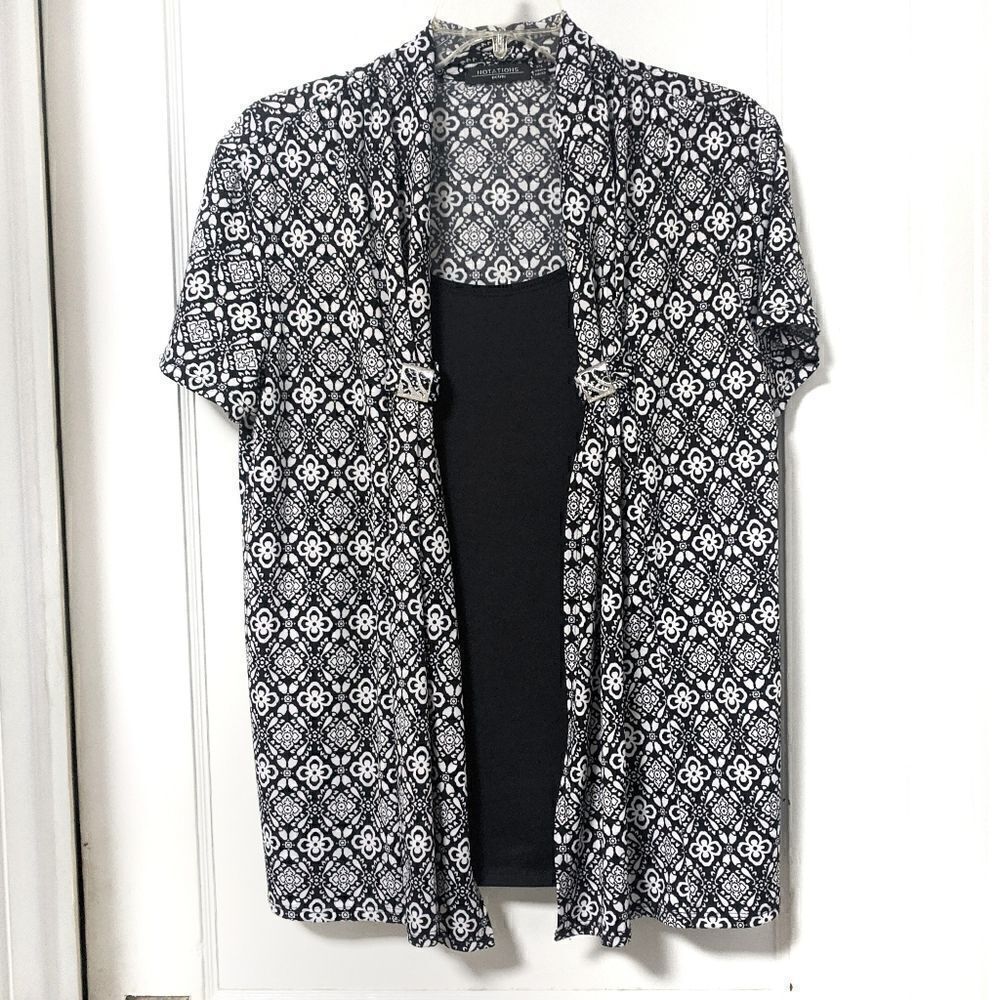 Notations Layered High Collar Drape Blouse sz PL
